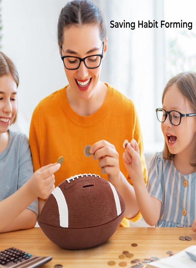 Tlence 11" Football Piggy Bank for Boys, Shatterproof Rugby Coin Bank, Decorative Sports Money Box, Football Shape Money Storage Container for Saving Money, Birthday Party Gift for Football Lover - Image 5